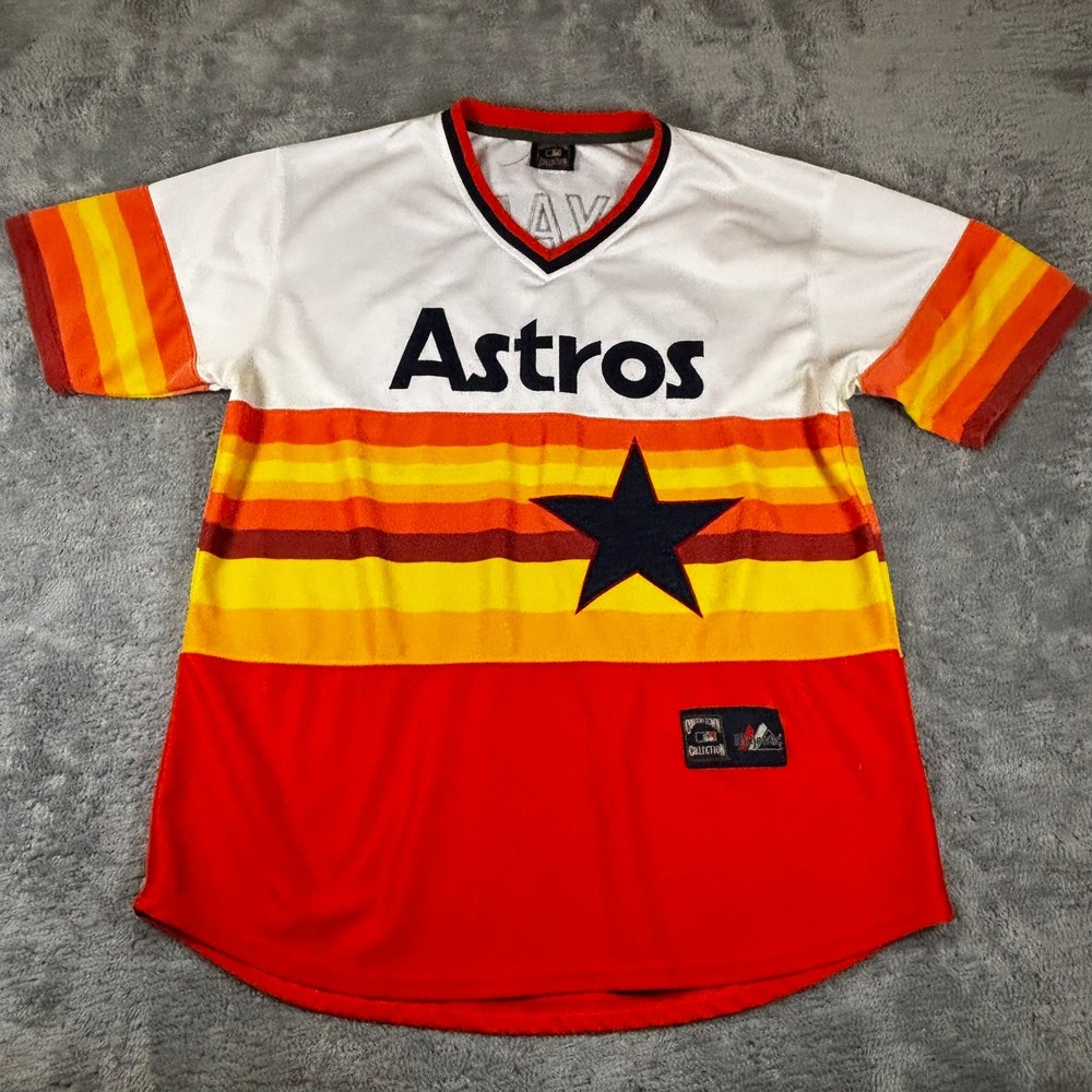Majestic Houston Astros Nolan Ryan 34 Tequila Sunrise Rainbow Jersey Mens XL